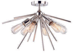 Vaxcel C0161 24" Estelle Steel Semi-Flush Mount Polished Nickel