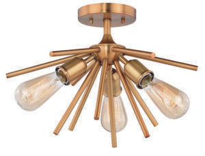Vaxcel C0164 C0163 17" Estelle Steel Semi-Flush Mount Natural Brass