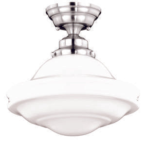 Vaxcel C0176 12" Huntley Steel Semi-Flush Mount Satin Nickel