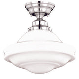 Vaxcel C0176 12" Huntley Steel Semi-Flush Mount Satin Nickel