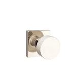 Emtek Knob 2-3/8" Backset Passage with Square Rose with CF Mechanism for 1-3/8" to 1-3/4" Door - Reversible in Polished Nickel Lifetime