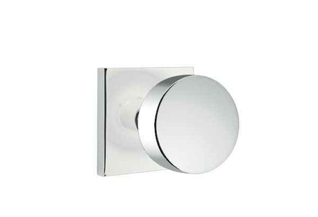 Emtek Knob 2-3/8" Backset Passage with Square Rose with CF Mechanism for 1-3/8" to 1-3/4" Door - Reversible in Polished Chrome