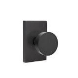 Emtek Knob 2-3/8" Backset Privacy with Modern Rectangular Rose with CF Mechanism for 1-3/8" to 1-3/4" Door - Reversible in Flat Black