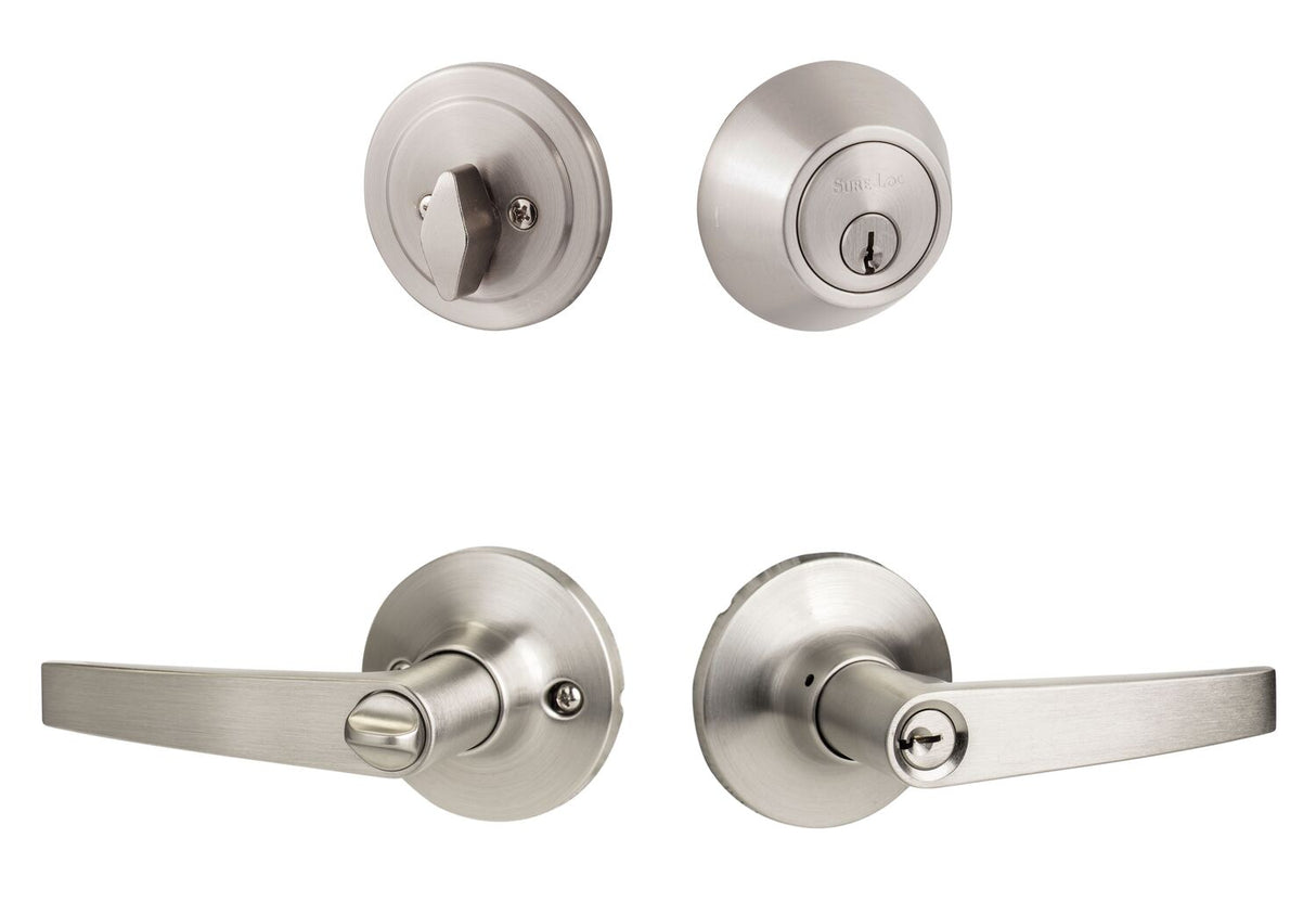 Sure-Loc Hardware CD107/DB201 15 keyed entry keyed entry door lever with deadbolt in satin nickel, additional view
