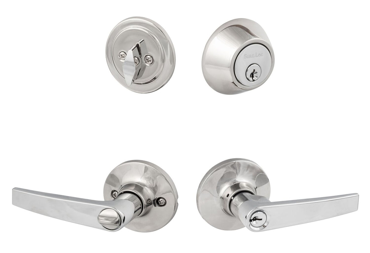 Sure-Loc Hardware CD107/DB201 26 keyed entry keyed entry door lever with deadbolt in polished chrome, additional view