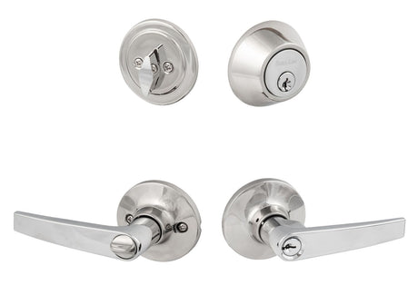 Sure-Loc Hardware CD107/DB201 26 keyed entry keyed entry door lever with deadbolt in polished chrome, additional view