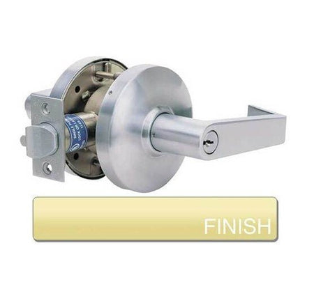 Cal-Royal CGN03 Grade 1 Clutch Classroom Door Lever Lockset with 2-3/4" Backset in polished brass, additional view