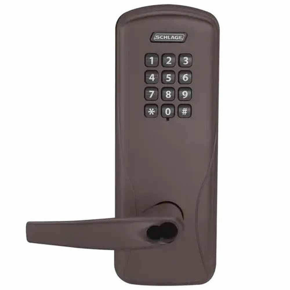 Schlage CO200CY70KPATH643E aged bronze keypad entry door lever