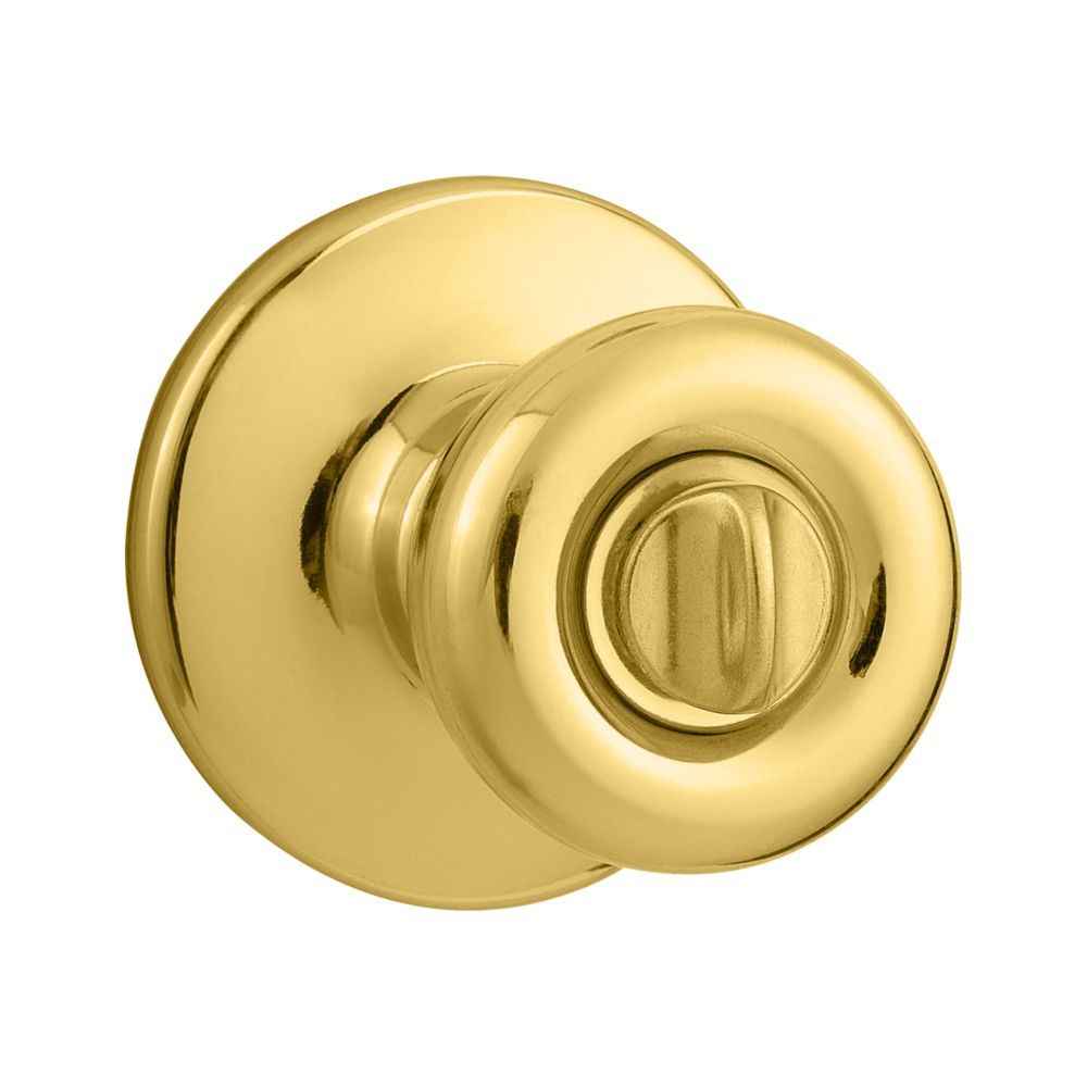 Kwikset CP300T Clear Pack Tylo Knob Privacy Door Lock in Bright Brass