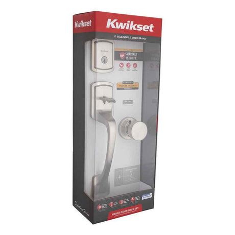 Kwikset CP818PGHPSKRDT Clear Pack Single Cylinder Prague Exterior Handleset in Satin Nickel
