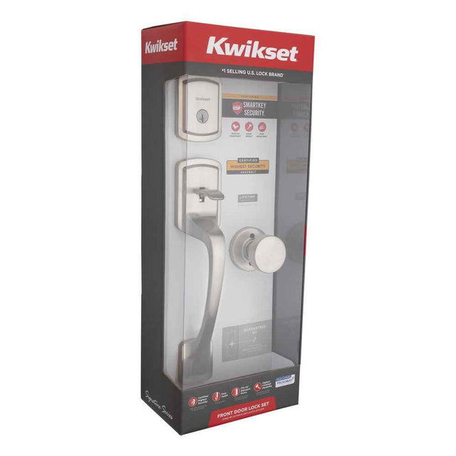 Kwikset CP818PGHPSKRDT Clear Pack Single Cylinder Prague Exterior Handleset in Satin Nickel