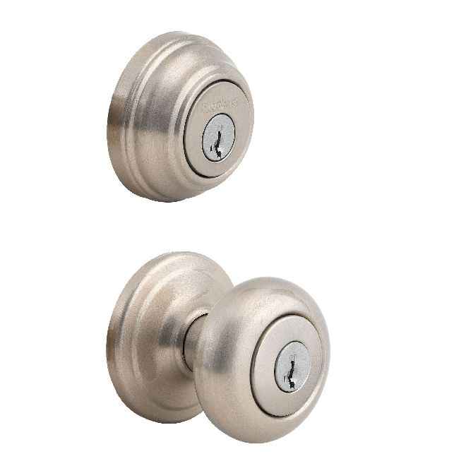 Kwikset CP991J-15S Clear Pack Combo Juno Knob Entry in Satin Nickel
