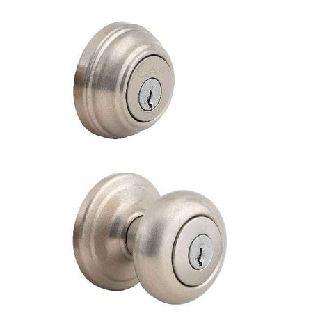 Kwikset CP991J-15S Clear Pack Combo Juno Knob Entry in Satin Nickel