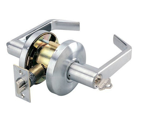 Cal-Royal CSL03 Grade 2 Classroom Door Lever, Clutch Mechanism with 2-3/4" Backset in satin chrome, additional view
