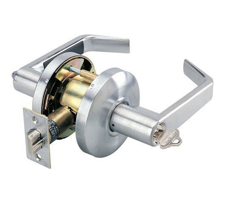 Cal-Royal CSL05 Grade 2 Clutch Storeroom Door Lever with 2-3/4" Backset in satin chrome, additional view