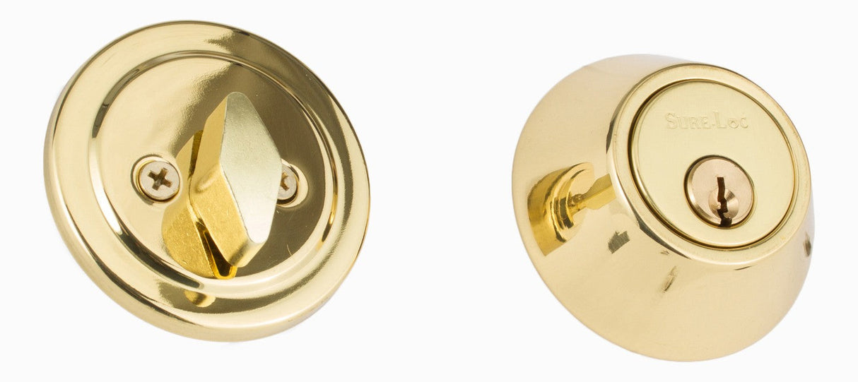 Sure-Loc DB201 3 polished brass single cylinder deadbolt