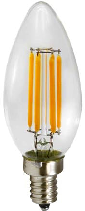 Dabmar Lighting DL-C35-LED4W-30K C35 E12 Base White LED 4W 120V 30K Filament