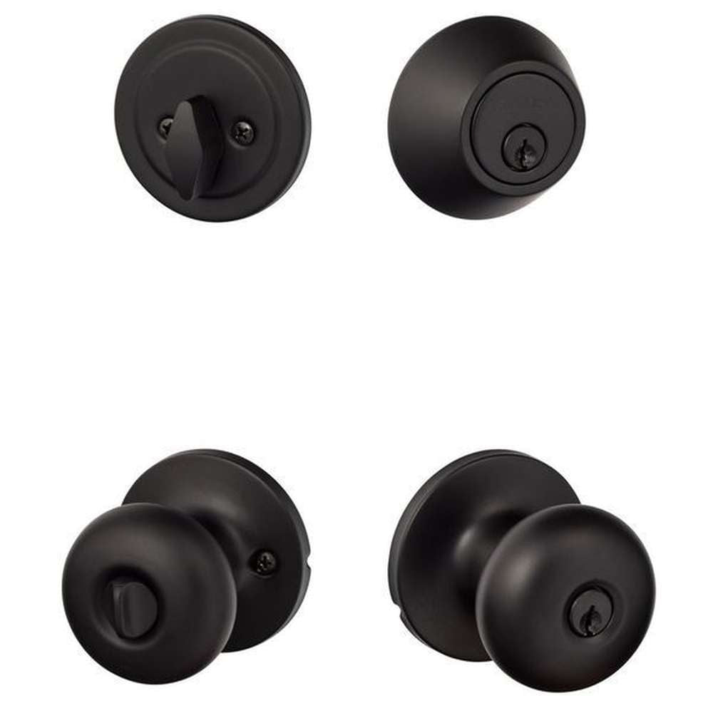Sure-Loc DU107/DB201 FBL flat black keyed entry knob and deadbolt