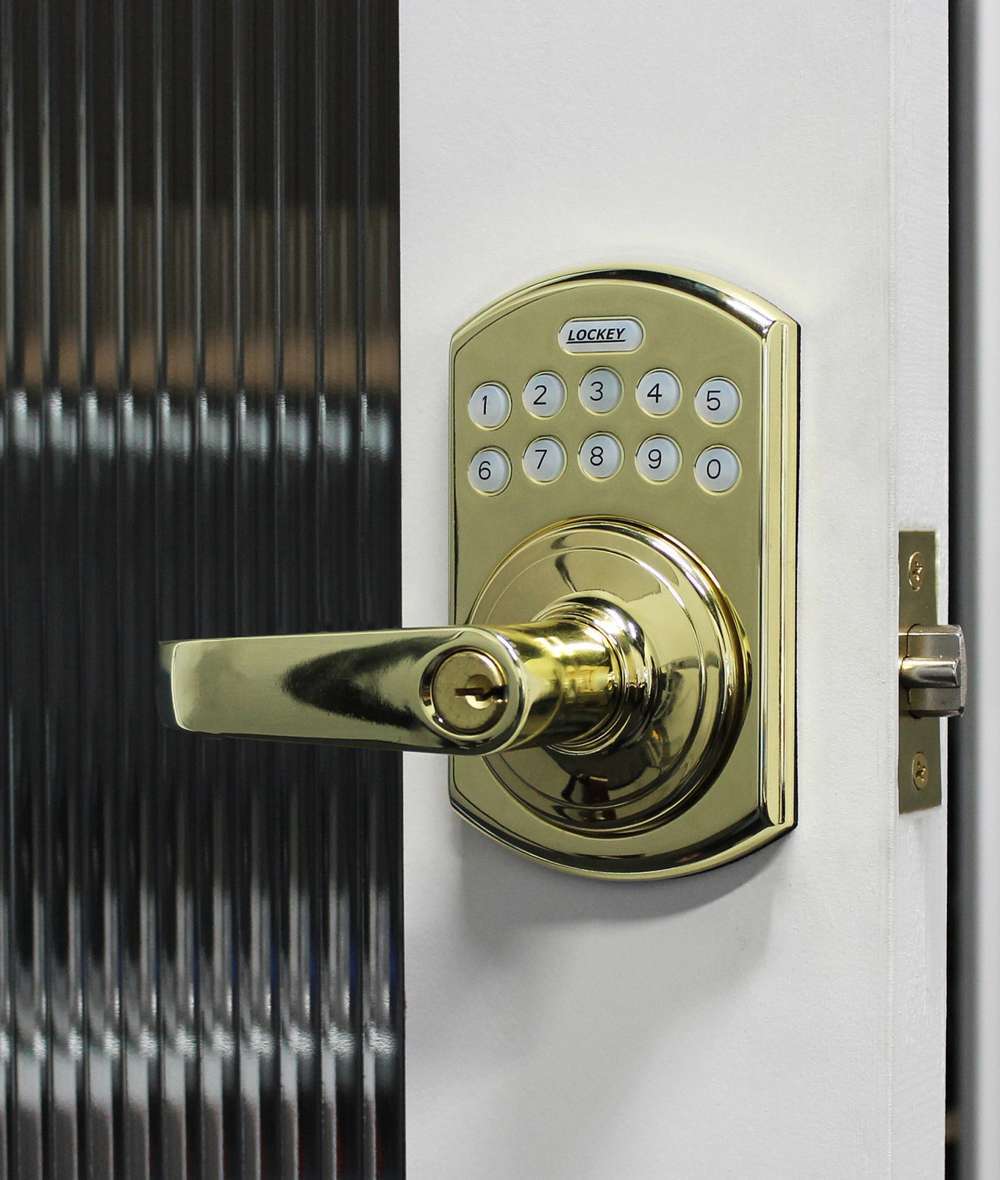 Lockey E995BB bright brass keypad keyed entry locks