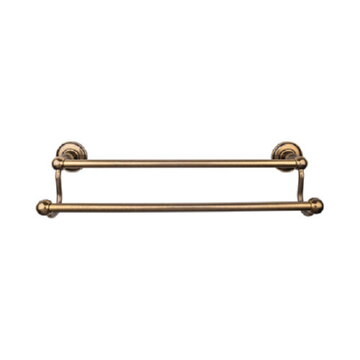 Top Knobs Edwardian Bath Towel Bar 18" Double Plain Backplate, front view