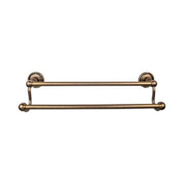 Top Knobs Edwardian Bath Towel Bar 24" Double Ribbon Backplate, front view