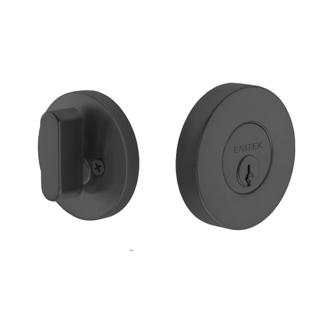 Expressions by Emtek EE2100MB Single Cylinder Round Deadbolt with Kwikset Keyway in Matte Black