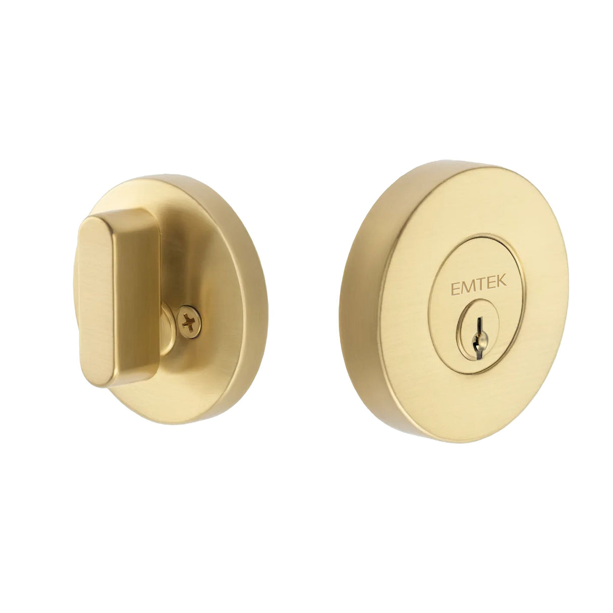 Expressions by Emtek EE2100MB Single Cylinder Round Deadbolt with Kwikset Keyway in Satin Brass