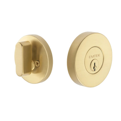 Expressions by Emtek EE2100MB Single Cylinder Round Deadbolt with Kwikset Keyway in Satin Brass
