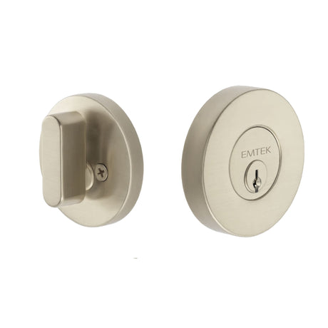 Expressions by Emtek EE2100MB Single Cylinder Round Deadbolt with Kwikset Keyway in Satin Nickel