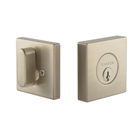 Expressions by Emtek EE2110MB Single Cylinder Square Deadbolt with Kwikset Keyway in Satin Nickel