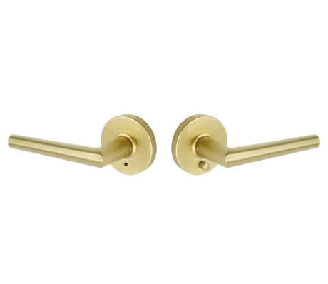 Expressions by Emtek EE3220LENMB Privacy Lock with Lennon Lever and Round Rose in Satin Brass
