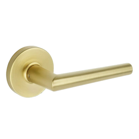 Expressions by Emtek EE3320LENMB Dummy Lock with Lennon Lever and Round Rose in Satin Brass