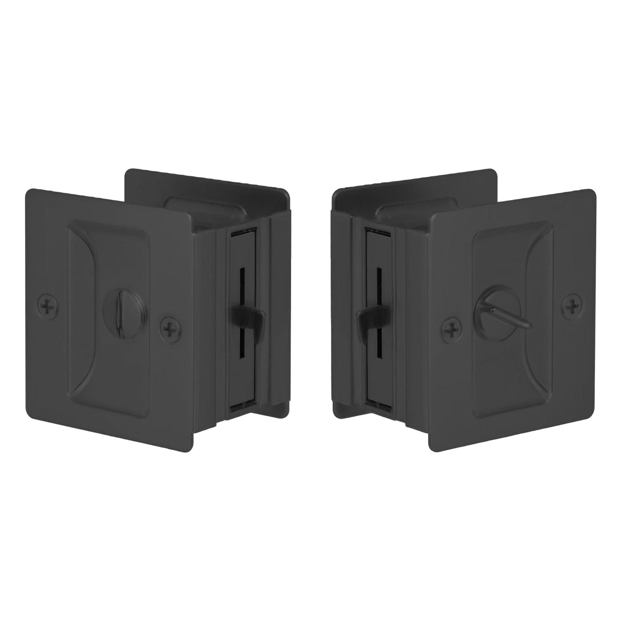 Expressions by Emtek EEPDSQU65MB Square Privacy Standard Pocket Door Lock in Matte Black