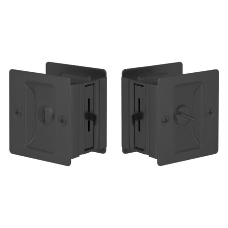 Expressions by Emtek EEPDSQU65MB Square Privacy Standard Pocket Door Lock in Matte Black
