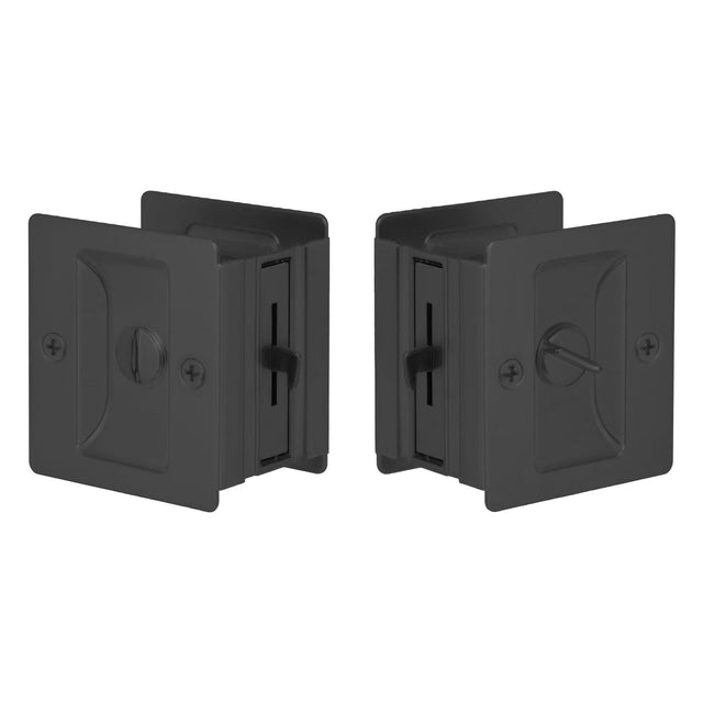 Expressions by Emtek EEPDSQU65MB Square Privacy Standard Pocket Door Lock in Matte Black