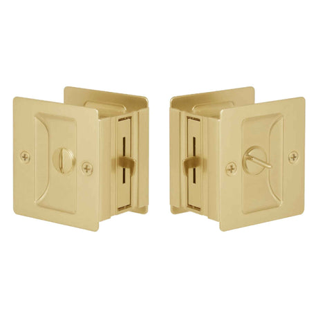 Expressions by Emtek EEPDSQU65MB Square Privacy Standard Pocket Door Lock in Satin Brass