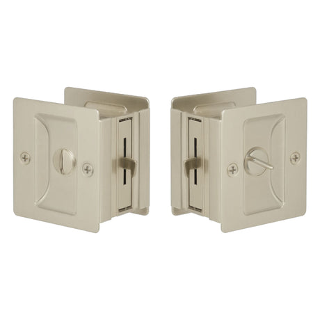 Expressions by Emtek EEPDSQU65MB Square Privacy Standard Pocket Door Lock in Satin Nickel