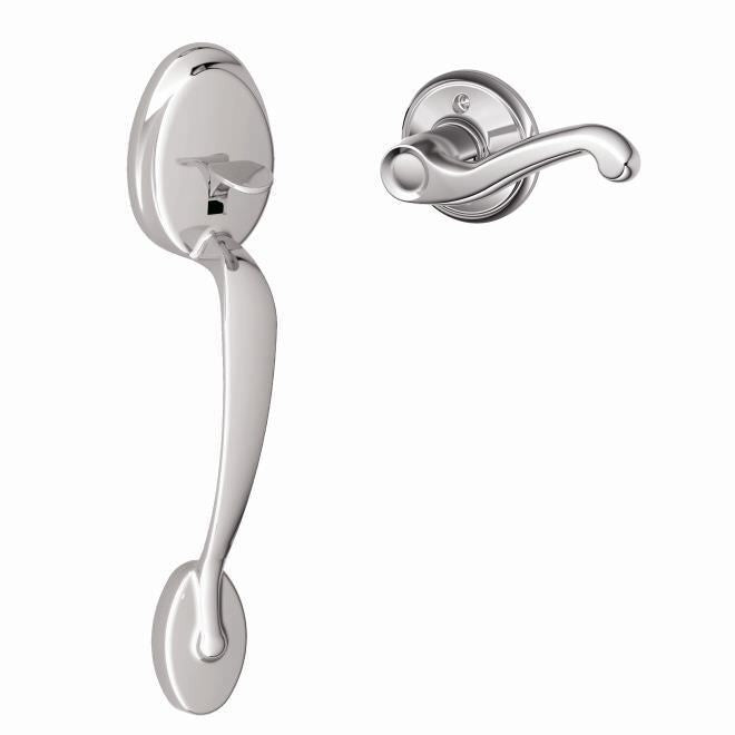 Schlage FE285PLY505FLARH FE285-PLY-FLA-RH Plymouth Lower Handleset for Electronic Keypad with Flair Interior Right Hand Lever Lifetime Polished Brass
