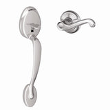 Schlage FE285PLY505FLARH FE285-PLY-FLA-RH Plymouth Lower Handleset for Electronic Keypad with Flair Interior Right Hand Lever Lifetime Polished Brass
