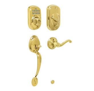 Schlage FE365PLY619FLALH satin nickel electronic keypad handleset