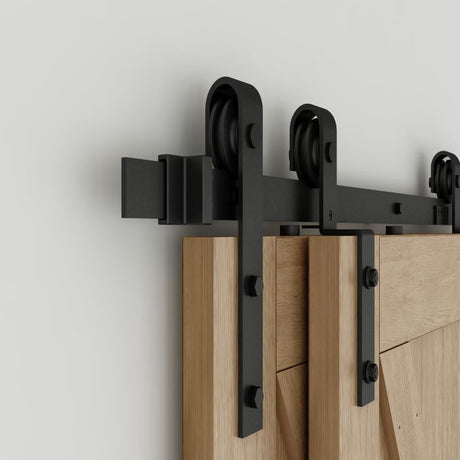 Orca Hardware FTST-SN-8-BYPASS barn door track kit in satin stainless, additional view