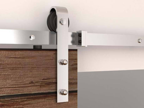 Orca Hardware barn door track kit in satin stainless, additional view