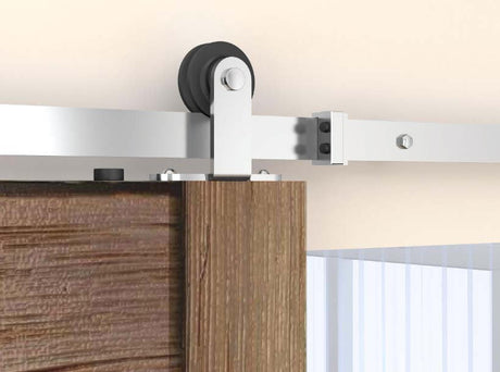 Orca Hardware FTTM-SS-8 barn door track kit in satin stainless, additional view