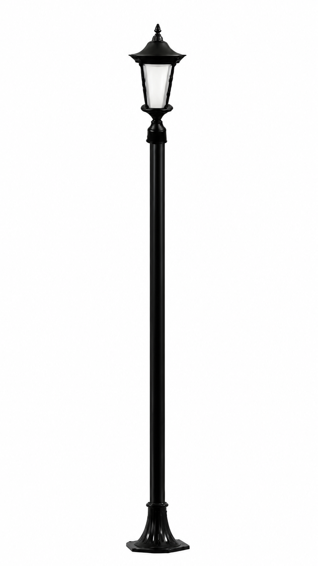 Dabmar Lighting GM1121-L18-65K-B black post light & pole