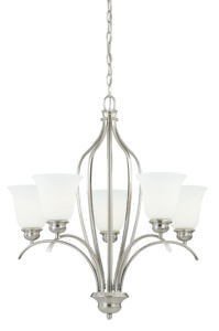Vaxcel H0091 H0085 Darby Steel 5L Chandelier Satin Nickel