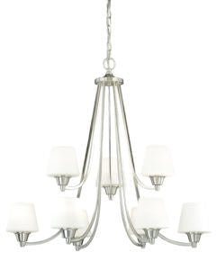 Vaxcel H0100 Calais Steel 9L Chandelier Satin Nickel