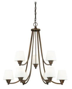 Vaxcel H0103 H0100 Calais Steel 9L Chandelier Venetian Bronze