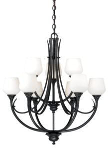 Vaxcel H0128 H0127 Grafton Steel 9L Chandelier Oil Rubbed Bronze
