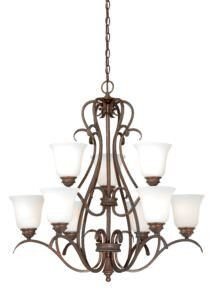 Vaxcel H0152 H0151 Hartford Steel 9L Chandelier Weathered Patina