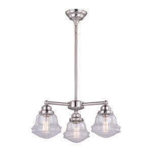 Vaxcel H0213 Huntley Steel 3 Light Mini Chandelier Satin Nickel with Clear Seeded Glass